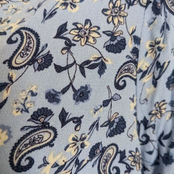 Boho Blouse Ruffled Sleeve Edge Paisley Print Blue Small @E - Picture 4 of 9